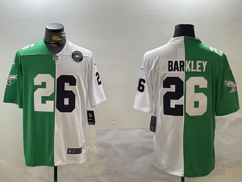 Men Philadelphia Eagles #26 Barkley Green white 2024 Nike Limited NFL Jersey style 1